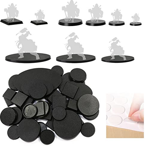 Evemodel Modell Basis rund ovale quadratisch Kunststoff Base für Sandtisch Kriegsspiele Tisch und Miniatur Spiel mit gemischter Basis (gemiechte)