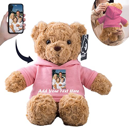 MeterBear Personnalisé Nounours Saint Valentin avec Photo Texte, Cadeaux Personnalisés pour Nounours comme Cadeau Saint Valentin Femme Homme Cadeaux de Noël Cadeau Anniversaire (26cm)