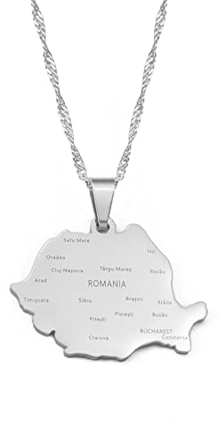 Halsketten Mit Anhänger Mit Karte Und Stadtnamen Von Rumänien - Charm Schicke Geometrische Halsketten Neuheit Hip-Hop-Schlüsselbeinkette, Ethnischer Patriotischer Schmuck Ornament Accessoires Mann