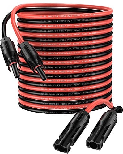 Proster Solar Panel Extension Cable 10m 4mm² IP68 Waterproof 12AWG With Female and Male Connectors for Photovoltaic Panels (Red + Black)