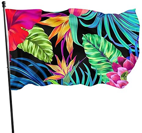 Bannerfahnen Buntes Blumen Tropisches Paradies Hawaii Dekorative Fahnen Langlebig Bauernhof Flaggen Durable Sommer Flaggen, Für Partys, Feiertage