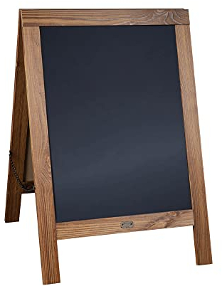 Flash Furniture Canterbury Magnetisches Kreidetafel-Schild – Brauner Holzrahmen – 76,2 x 50,8 cm – freistehende, doppelseitige magnetische Kreidetafel-Oberfläche – für drinnen und draußen