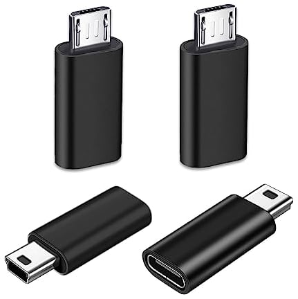 SHUBEIEUMI Adaptador USB C (2 Piezas), Adaptador USB C a Micro USB + USB C a Mini USB 2.0 Adaptador, Compatible con Galaxy S7/S7 Edge/S6/J7/J3, Huawei y Otro Dispositivo Micro USB-Negro