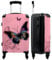 NoBoringSuitcases.com® Handgepäck, Hartschalenkoffer mit TSA Schloss, Trolley, Reisekoffer, Carry on, Rollkoffer, Klein oder Mittelgroß Rosa