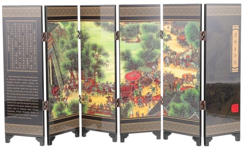 VANZACK Mini Bildschirm Antiker Klappbildschirm Wandteiler Dekoration Chinesischer Stil Zuhause Wohnzimmer Arbeitszimmer Tisch Wandteiler Dekoration – Stil 2
