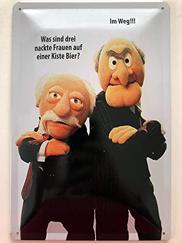 Blechschild Retro 20 x 30 cm Muppet Show Waldorf Statler Frauen Bier Blechschild