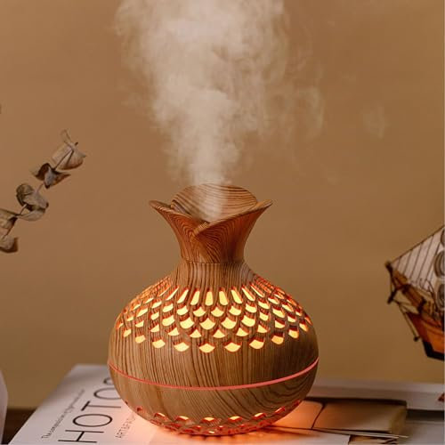 MARZIUS Portable Vase Humidifier,300ml,USB Powered with Colorful Night Lights and Waterless Auto Shut-Off,for Office Room Bedroom