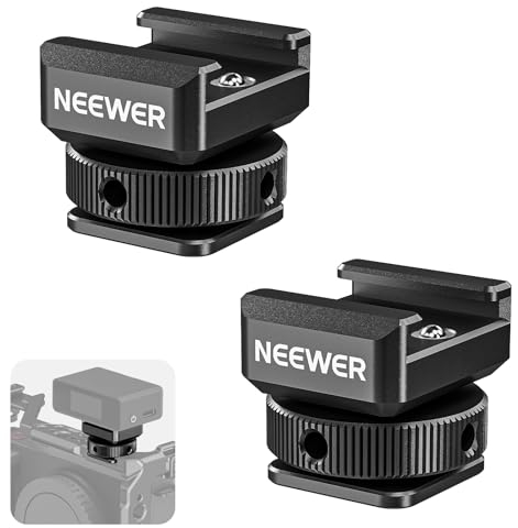 NEEWER 2PCS Cold Shoe Mount Adapter Compatible with DJI Hollyland Rode Wireless Lavalier Microphone Receiver, Anti Drop Mic Accessories with Retractable Pins, Metal Camera Cage Mount Adapter, UA030