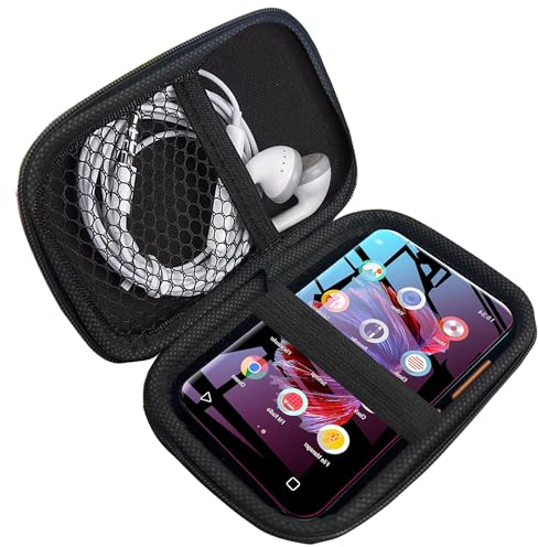 Blueshaweu MP3 Player Tasche Kompatibel für TIMMKOO MP3-Player 4-Zoll-Vollbild-Touch-Musikplayer, passend für Ohrhörer, USB-Kabel, Speicherkarte (schwarz)
