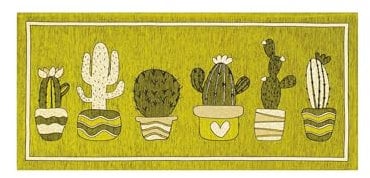 IlGruppone Tappeto Cucina in Ciniglia Passatoia Multiuso Ingresso Corridoio Antiscivolo Prodotto Italiano Disegni Piazzati Cotone Varie Misure Lavabile in Lavatrice - Cactus Verdemela - 57x190 cm