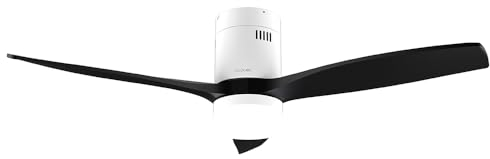 Cecotec Ventilador de Techo EnergySilence Aero 5600 Aqua White&Black Connected, 40 W y 52”, Wifi, Mando a distancia, protección IP44, luz, 6 velocidades, 3 aspas, modo winter-summer, temporizador 8h
