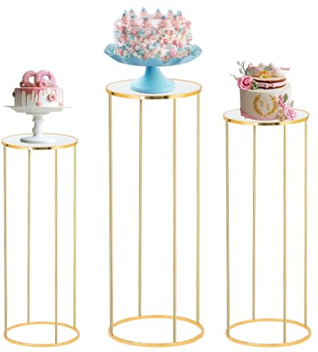 Bonastella Zylinderständer für Party, 3 Zylinderständer, Cilindros Para Fiestas Kuchentischständer für Partys, Metall-Pflanzenständer, Zylindertische für Partys, runde Zylinderständer für Partys