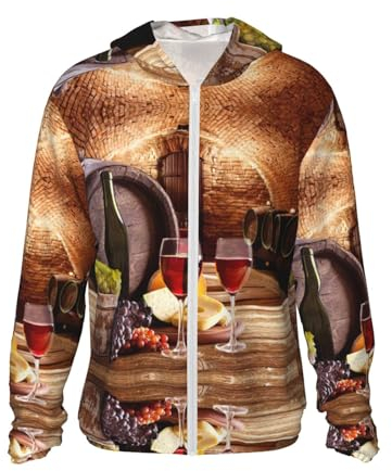 KIROJA Sweat à capuche de protection solaire à manches longues avec imprimé de roses et protection contre les UV, unisexe, Cave à vin rouge, XXX-Large