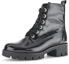 Gabor Damen Combat Boots, Frauen Stiefeletten,Best Fitting,halbstiefel,Kurzstiefel,uebergangsschuhe,schwarz (Gold),43 EU / 9 UK