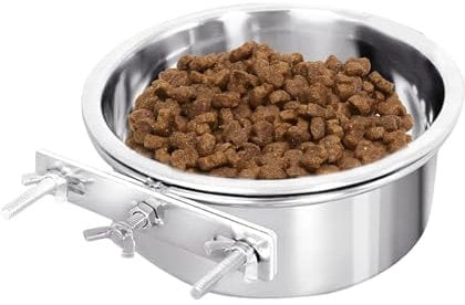 Dog Food Bowl - Stainless Steel Dog Water Bowl, Wall Mounted Hanging Pet Bowl | Crate Water Bowl with Holder, Pet Comfort Feeding Bowls, Animal Water Bowl for Dog Cats Parrot Bird Crate