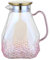 Daily Treasures Pink Fridge Water Bottle,1.8Litre Glass Pitcher with Lid,Stylish Glass Jug with Lid for Fridge,Diamond Design Hot Cold Water Pitcher with Handle,Ice Tea Fruit Beverage Juice