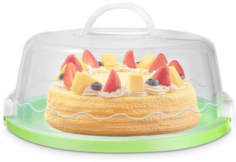 Azyvum Porta Torta con Coperchio - Scatola per Il Trasporto e Contenitore Rotondo per Torta, Pancake, Pane, Snack