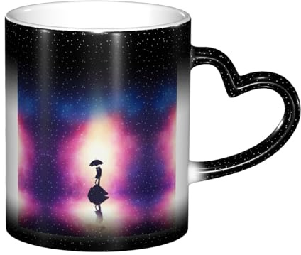 DEXNEL Anime Lovers Heat Changing Mug 11oz Coffee Mug Starry Sky Ceramic Color Changing Cup Unique Holiday Gift