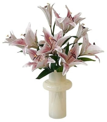 SNHHNSW Künstliche Blumen Europäische hochwertige Simulationsblumen Rosa Eva-Lilienstrauß Wohnzimmertischdekoration Platzierung Gefälschte Blumen Gefälschte Blumen