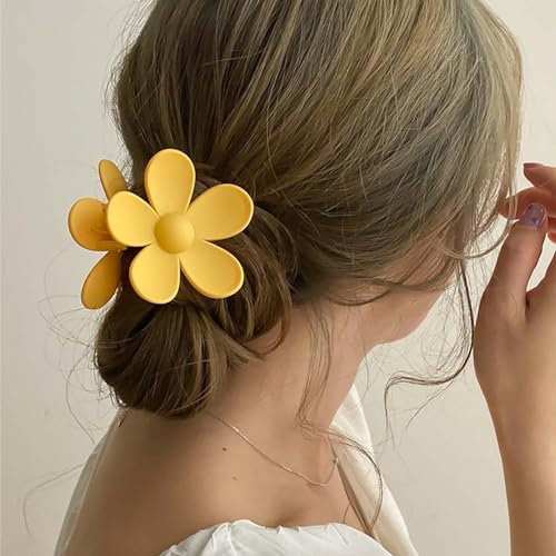 Cybche Flor Grande Pinzas Para El Cabello Flor Grande Pinza Para El Cabello Acrílico Caramelo Enorme Pinza De Garra Lindo Amarillo Flor Pelo Headclip Flor Mate Accesorios Para El Cabello Para Las Muje