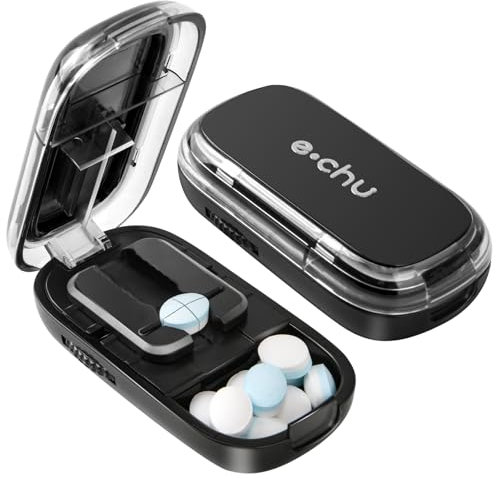 YAOZUP Cortador de Pastillas,Corta Pastillas,Partidor de Pastillas,Corta Pastillas Medicamento,Corta Pastillas para Píldoras Múltiples,Pill Cutter para Dividir (Negro)