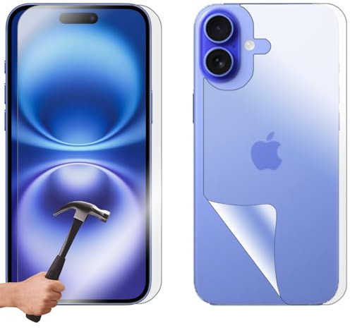 Protection d'écran en verre trempé souple pour Apple iPhone 6 7 8 Plus X XS XR SE 11 12 Mini 13 14 15 16 Plus Pro Max Film avant et arrière (verre trempé avant + arrière souple, 16 Plus)