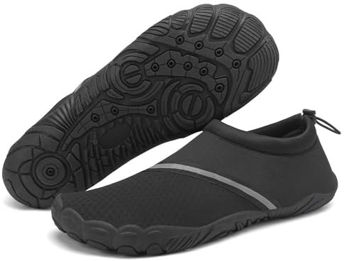 Mishansha Chaussures Aquatiques Homme Femme Chaussure d'eau Chausson de Plage pour Piscine Mer Baignade Plongée Noir Foncé,GR.41