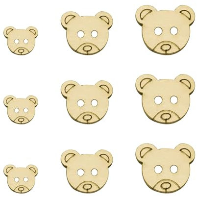 Tabanzhe Teddybär-Knöpfe, 120 Stück, Holzknöpfe, zum Nähen, Stricken, Stricken, Stricken, Basteln, Dekoration, 2 Löcher, Holzknöpfe für gestrickte Kleidung, Handarbeit, Dekoration