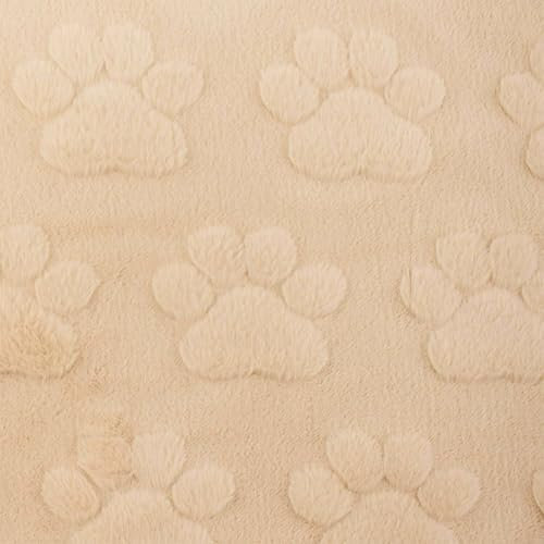 Wellness Fleece Stoff Pfoten, kuschelig weicher Fleecestoff zum Nähen, beige (Länge am Stück: ab 50cm / Breite: 160cm)