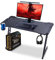 T-THREE.Gaming Desk 120 x 60cm Large metal-framed computer desk with carbon fibre finish, with cup holder and headphone hook, PC gaming desk for home office, easy assembly