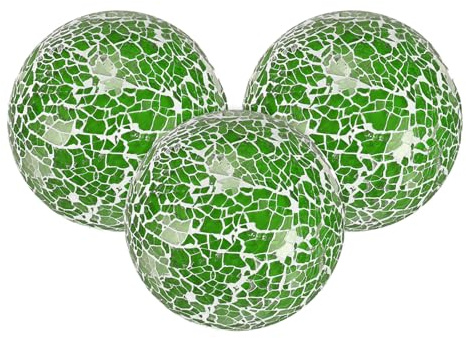 M METERXITY 3-Pack Orbs 2.4 inch Mosaic for Bowls Green | for Centerpiece, for Wedding Party, for Home, for Dining, for Coffee