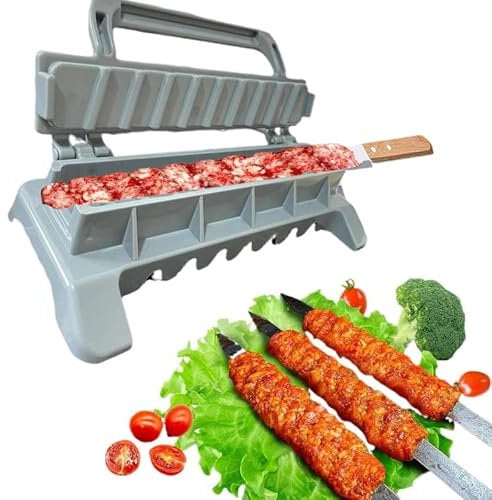 Kebab Maker Machine Reusable Kebab Press Maker Mold Manual Donner Kebabs Machine Plastic Barbecue Skewer kabob Makers Portable Easy kabob Makers Grill Tool for Party Picnic Outdoor Camping Cooking