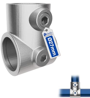 GeZu Impex Short Tee Tube Clamp Ø 27 mm | Hot Dip Galvanised Silver T Connector Pipe Fitting Tube for Tubular Assemblies