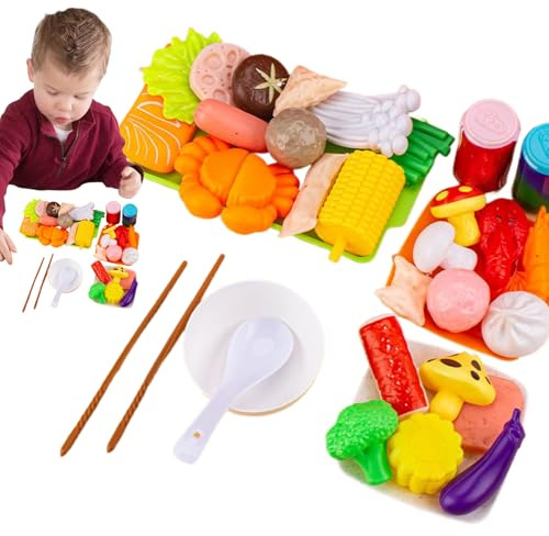 Gazocua Jouet de Barbecue pour - Jouet de Cuisine coopératif avec légumes réalistes pour d'âge préscolaire