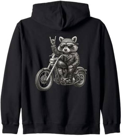 Rocker Raccoon Lover Rock Sign Retro Trash Biker Racoon Kapuzenjacke