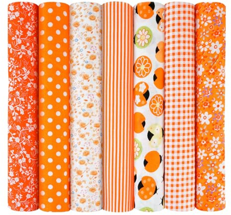 Aucuu 7er Set Baumwollstoff Paket, 50 x 50cm Stoffe zum Nähen, Patchwork Stoffe, Patchwork zum Quilten, Stücke Paket zum Quilten, DIY Basteln Handwerken, Puppenkleidung