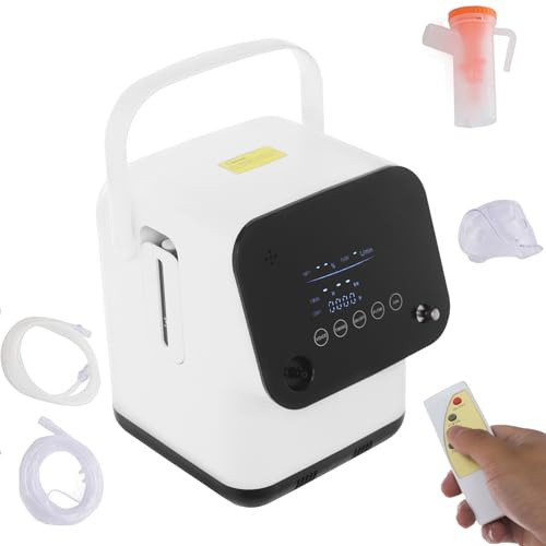 Sauerstoffgerät für Zuhause Sauerstoffkonzentrator Mobil & Inhalationsgerät 2 in 1 mit Fernbedienung & Touchscreen 1-7 Liter/Minute Kompressor Inhalator Vernebler Inhaliergerät mit Mundstück & Maske