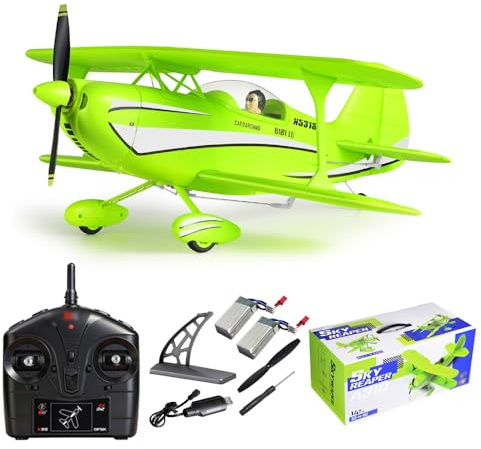 SAYZON Avion Télécommandé A310 Biplan 3D/6G Brushless 4 Canaux Avion RC pour Adultes Débutants 2,4G à Ailes Fixes Avion Radiocommandé avec 2 Batteries