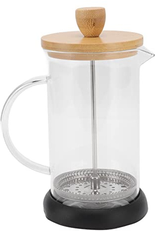 Mtlavishness de Prensa Francesa Resistente al Calor Vidrio de Alto Borosilicato con Tapa de Bambú Filtro de Elaboración Manual de 350 Ml para Oficina, Hogar, Camping, Reuniones (Funda Bambú 600ML)