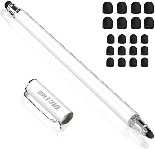Mixoo 2X 2-in-1 Touchscreen-Stift, Feinfühlig, mit Clip und 20 Spitzen | Verlustsicherung, Tablet Pen Kompatibel mit Android, IOS, Microsoft, Samsung, Apple, ipad,Smartphone, Switch