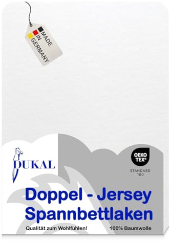 Dukal | Topper Spannbettlaken | max. Höhe 10 cm | 90x200 – 100x200 cm | aus hochwertigem DOPPEL-Jersey | 100% Baumwolle | Farbe: Weiss
