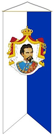 Bayerisches Banner mit dem Porträt vom König 60 x 150 cm mit Schwalbenschwanz Einschnitt