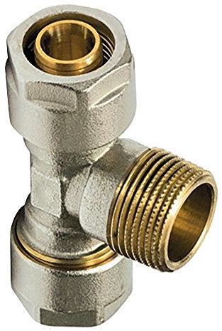 Wiroflex T-Stück inklusive Adapter, Klemmring, 26 x 3/4 x 26 mm, gold/silber/chrom/kupfer, 26347 4
