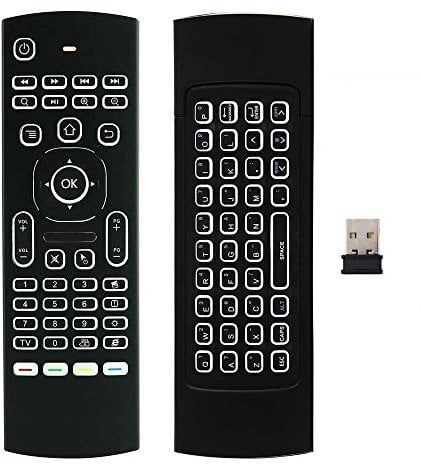 BIFANS MX3 Backlight Mini Wireless Keyboard, Air Mouse IR Learning with 6-Axis Inertia Sensors Multifunctional 2.4GHz Remote for Smart TV,Android TV Box, PC, Mac OS,Linux (MX3)