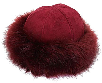 TININNA Wildleder & Faux Pelzmütze Damen Kosaken Russische Mütze Winter Hut Fellmütze Wintermütze