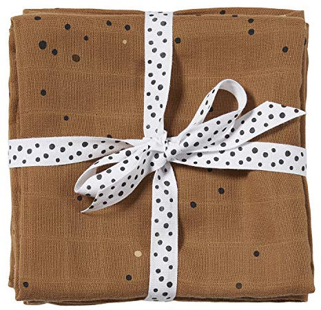 Done by deer Swaddle Set Dreamy Dots allover Print 120 x 120 cm mustard/braun