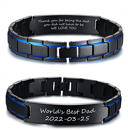 Armband Herren:VNOX Armband Herren mit Gravur|Papa Herren Armband|Edelstahl Armband Herren|Papa Geschenk Geburtstag|Geschenke für Papa