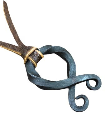 ARTIZANSTORE Forged Iron Troll Cross Viking Pendant, Viking Necklace for Adults, Unisex, Male, 90cm Black Leather Cord