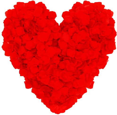 OWLKELA 3000 Stück Rote Rosenblätter, Künstliche Rosenblätter, Rosenblätter - Valentinstag, Hochzeit, Taufe, Geburtstag, Romantische Atmosphäre
