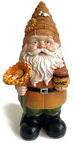 RSTYS Bienenstock Gartenzwerg Figur, 15,2 cm, hellgelb und hellbraun Polyresin Statue, Harz Zwerg Ornamente für Rasen Ornamente